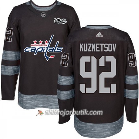 Män Ishockey Washington Capitals Tröja Evgeny Kuznetsov 92 1917-2017 100th Anniversary Adidas Svart Authentic